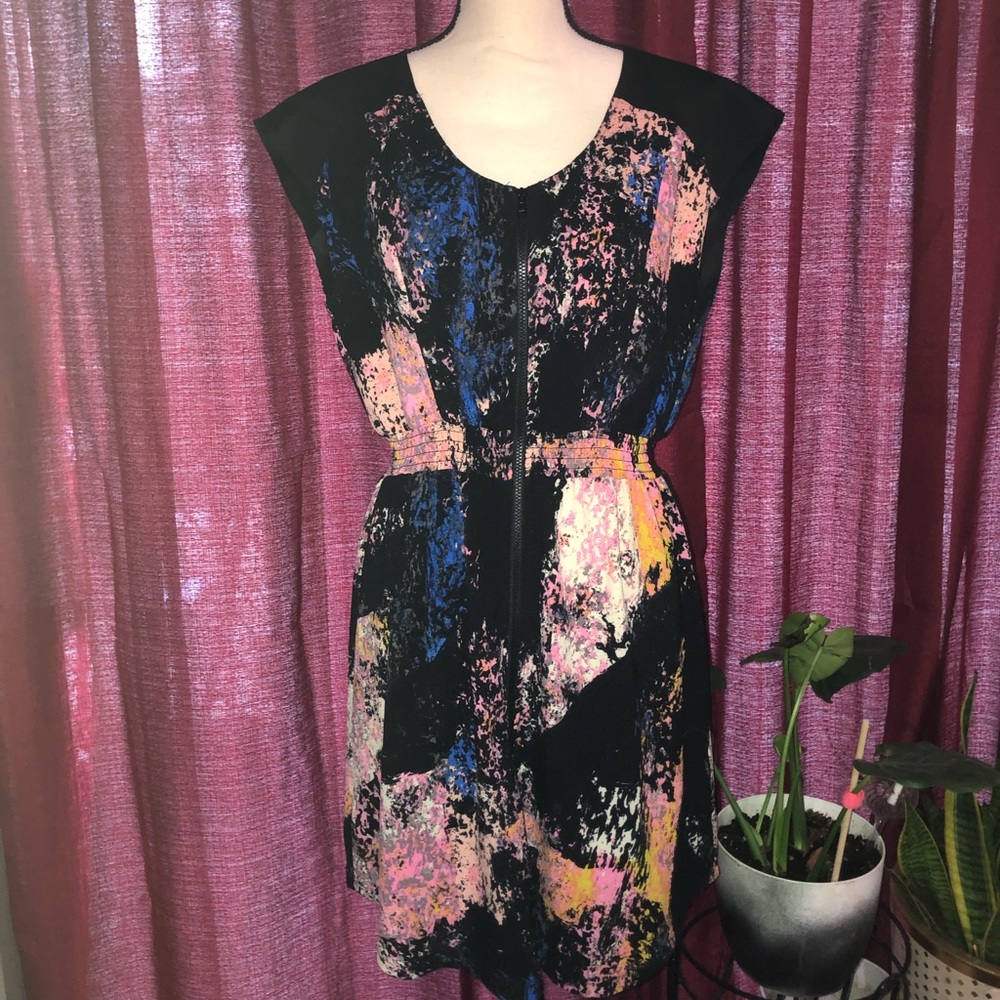 Bar III Zipper Front Splatter Dress. NWOT